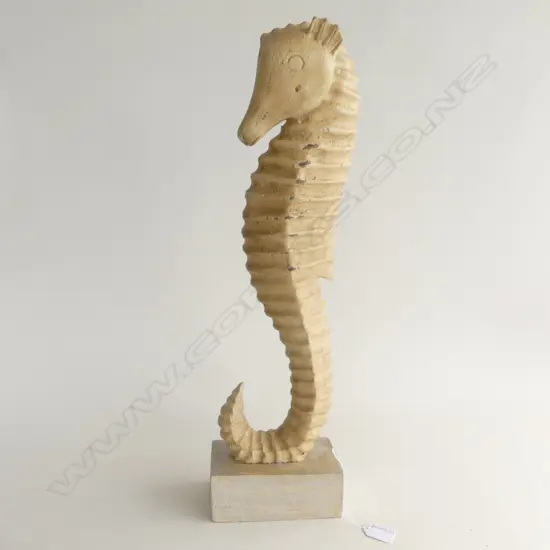 CARVED WOODEN CREAM PAINTED SEAHORSE H.565mm