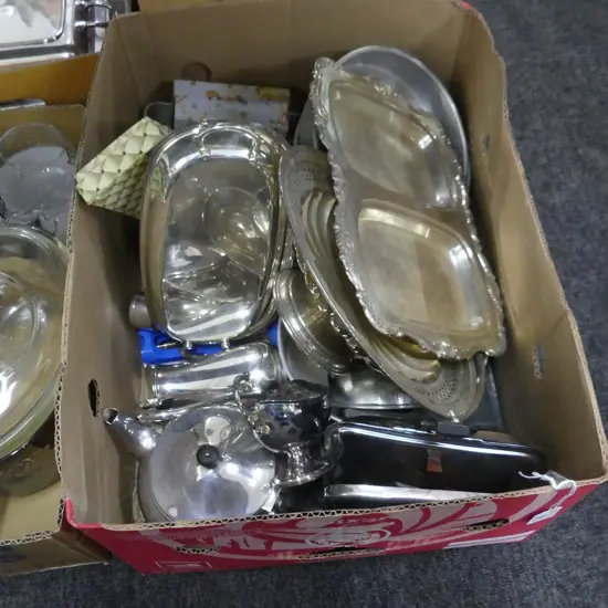 BOX LOT EP COOKING TRAYS ETC