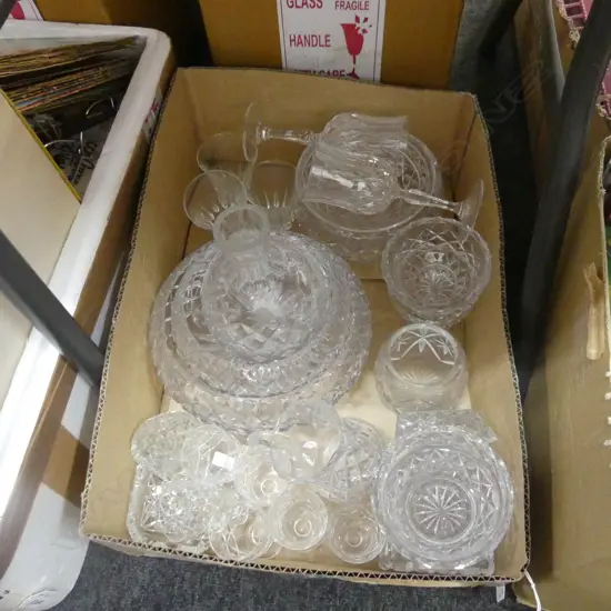 BOX LOT ASST. CRYSTAL, BOWLS, ETC
