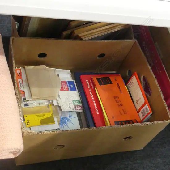 BOX LOT STAMPS STAMP ALBUMS STAMP BOOKS ETC