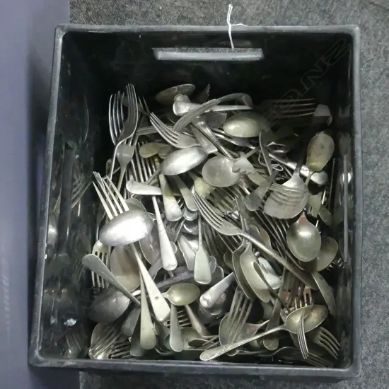 BOX OF ASST. SILVER PLATE CUTLERY
