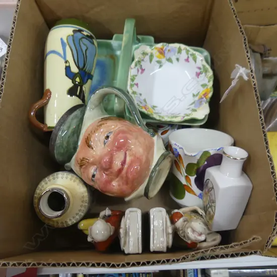 BOX ASST CHINA, CERAMICS INCL. CROWN LYNN, TORQUAY WARE ETC.
