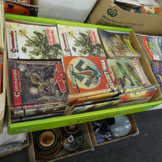 LG BOX ASST VINTAGE COMMANDO COMIC PICTURE BOOKS, APPROX 155