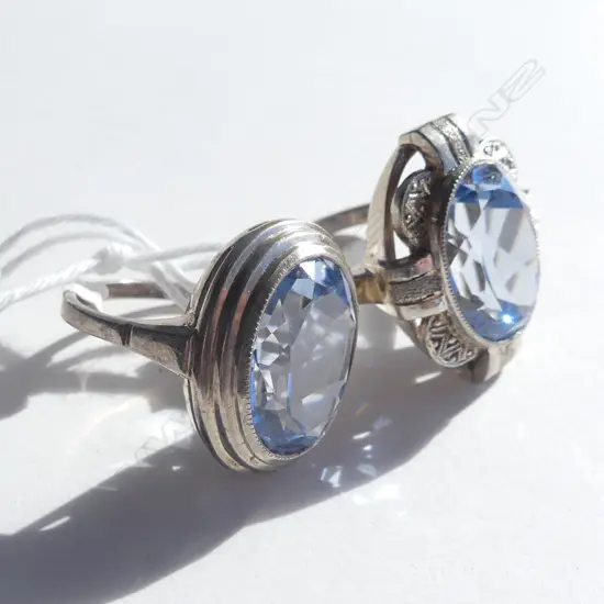2 DECO STYLE 835 SILVER & TOPAZ ? RINGS 11.8 GRAMS **RTV**