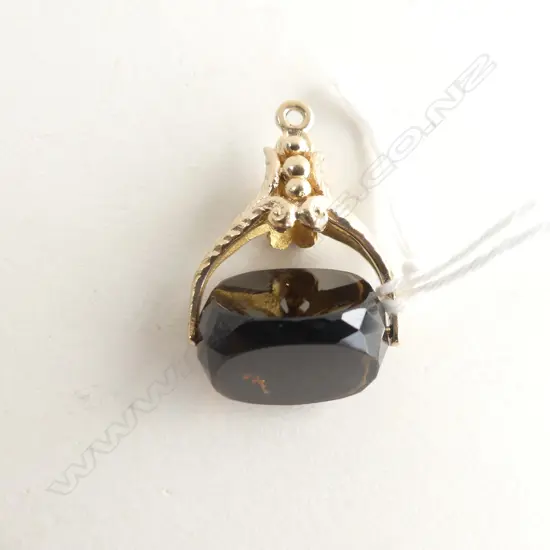 9CT GOLD YELLOW GOLD & SMOKEY QUARTZ SPINNING FOB 
