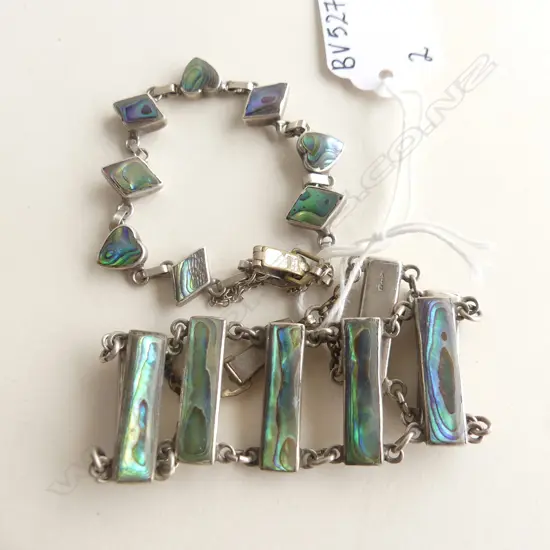 2 STG SILVER & PAUA BRACELETS 1.7GMS & 24.6GMS