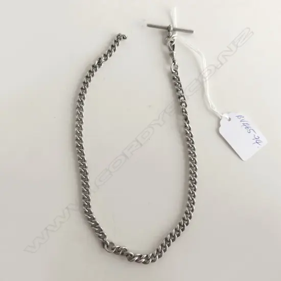 C1900 SILVER GRADUATED CURB LINK ALBERT CHAIN L.389mm (20987)