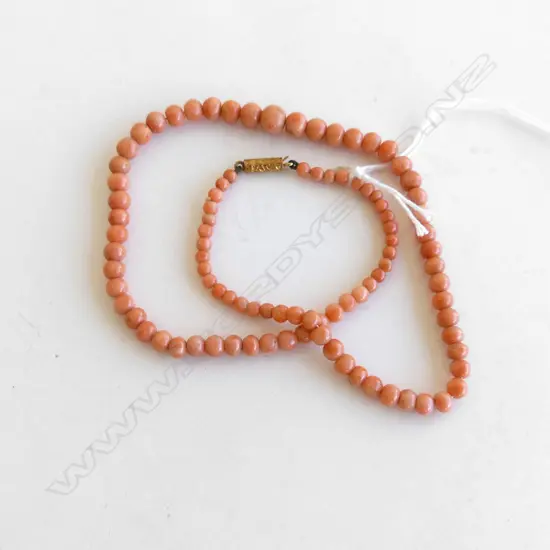 VINTAGE MEDITTERANEAN CORAL GRADUATED BEAD NECKLACE L.400mm (20708)