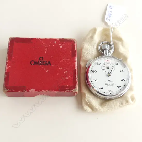 VINTAGE OMEGA CHROME STOP WATCH 'PRESTONS TIMER DIVISION BOLTON' BOXED & WORKING