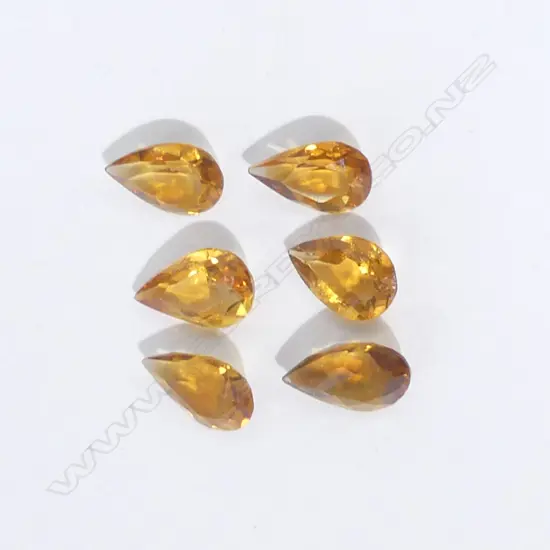 SIX CITRINE STONES, TEAR DROP SHAPE, 5.86CT
