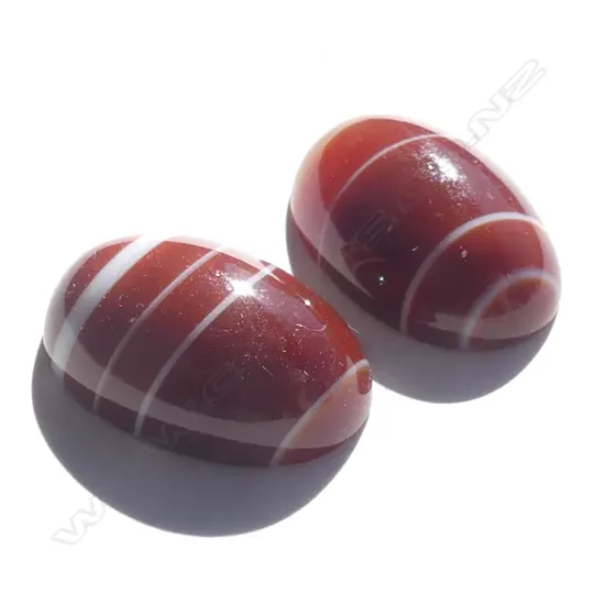 2 LARGE AGATE CABOCHONS WITH LAYERS 