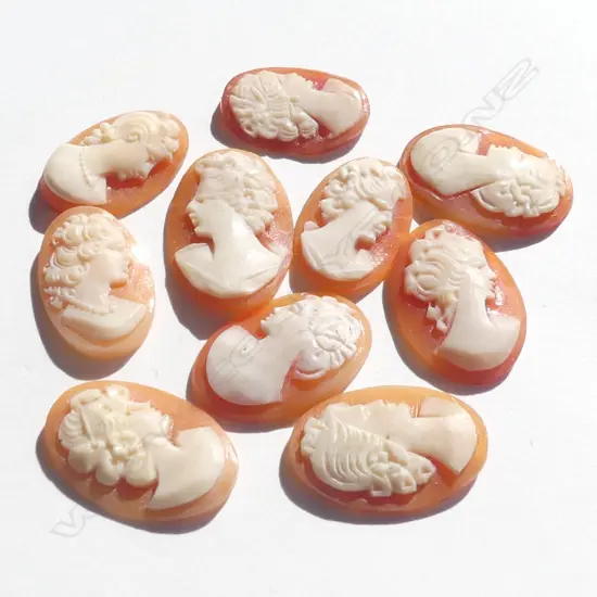 COLLECTION VINTAGE OVAL SHELL ART NOUVEAU CAMEOS