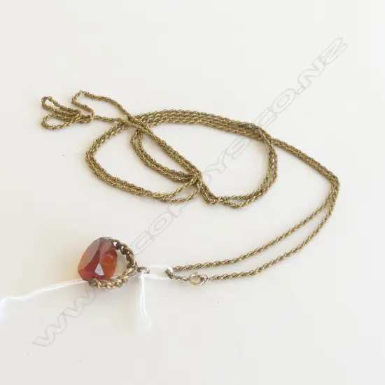 ANTIQUE ROLLED GOLD MUFF CHAIN & FOB SPINNER