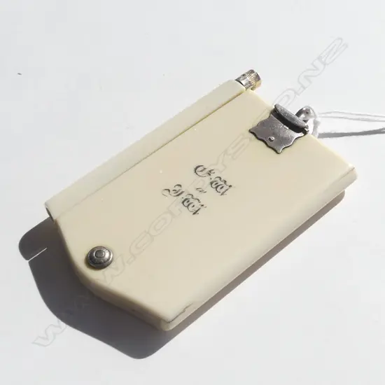 VICTORIAN IVORY POCKET NOTE BOOK 6 IVORY 'PAGES' W PENCIL. Swivelling