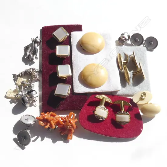 ASST. VINTAGE CUFFLINKS, EARRINGS, 3 825 SILVER CHARMS ETC