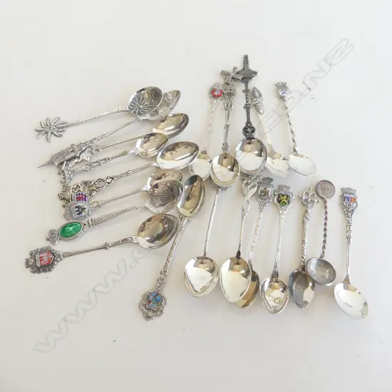 21 ASST. SOUVENIR TEA SPOONS - SOME STG / 800 SILVER
