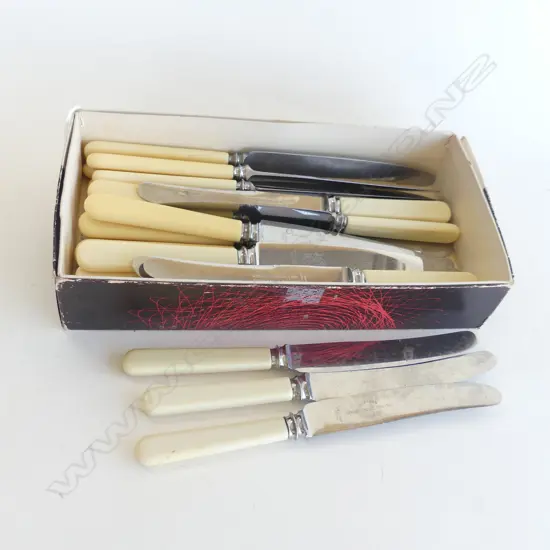 24 IVORINE 'BONE' HANDLED KNIVES 16x230mm 8x205mm