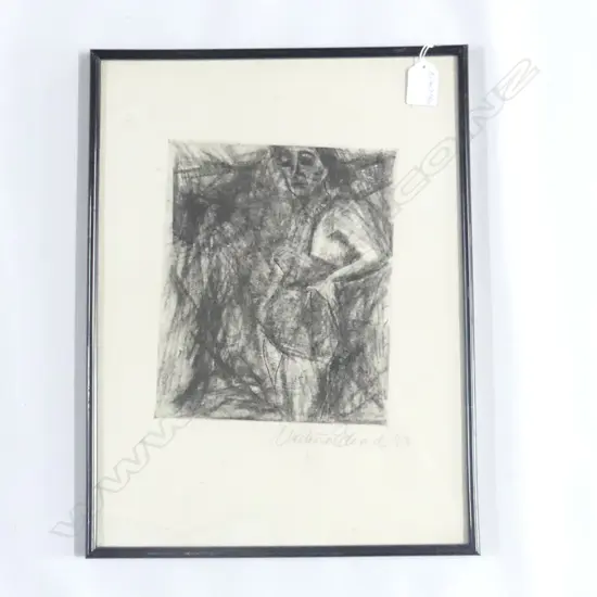 EDWARDS, Victoria (NZ 1948-), Woman in Bathing Suit, Charcoal, signed, 220mm x 180mm