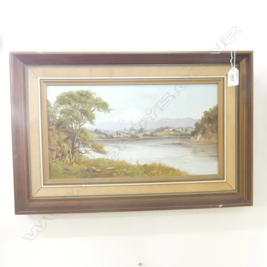 HT GARRATT, 'MT EGMONT FROM MANGAMAHOE' OIL ON BOARD, SIGNED 350 X 190MM