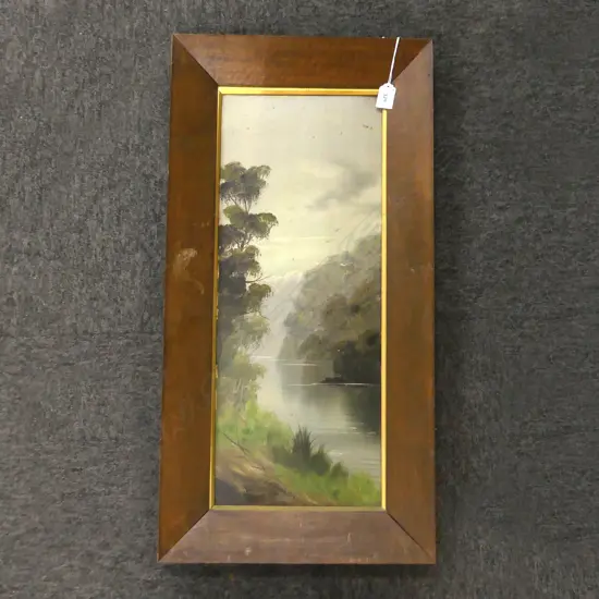 PAUL WREN 'CLARENCE RIVER, KAIKOURA, OIL ON BOARD, SIGNED  580 X 230MM