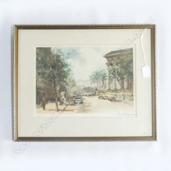 MOUTON, Charles (France 20thC), Paris with River Seine & Notre Dame, Ltd Ed. print, signed, 166/500, 210mm x 300mm