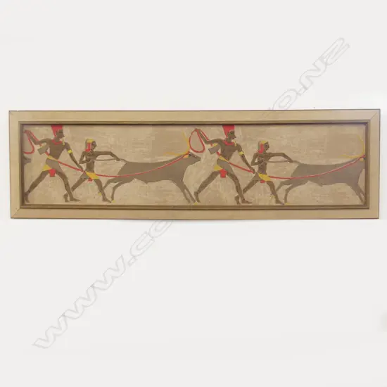 LARGE ACRYLIC ON BOARD, EGYPTIAN HIEROGLYPHS, 1190 X 270MM