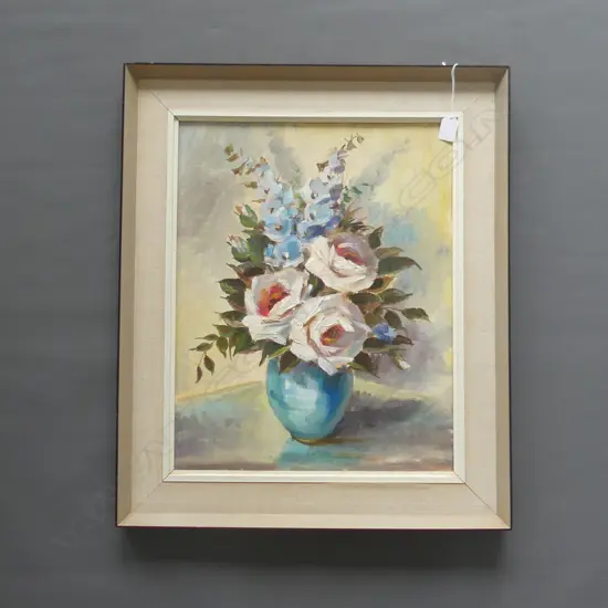 FLORENCE LUXFORD (NZ) 'FLORAL STILL LIFE' OIL ON CANVAS BOARD, SIGNED. 495 X 390MM