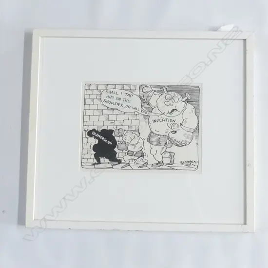 BROMHEAD, Peter (NZ 1933-), Shall I Tap Him on the Shoulder?, pen & ink cartoon, signed, 180mm x 240mm