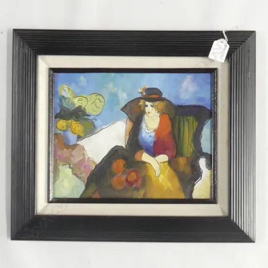 DANTOP, T. (Mexico), Lady in Armchair, Oil on canvas, signed, 200mm x 240mm