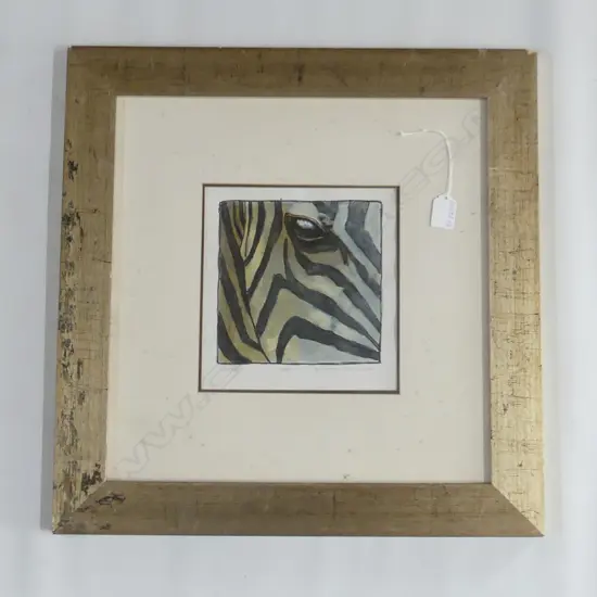RUSSELL JACKSON W/C 'ZEBRA' signed dated 2000 & entitled 200x200mm