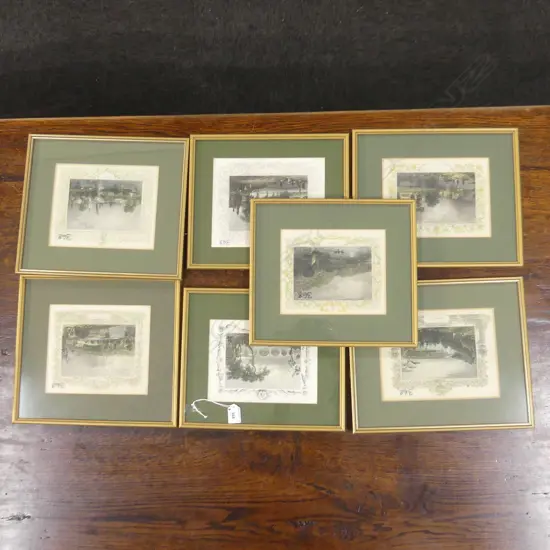 SET 7 OLD SCENIC FRAMED PRINTS, C1800'S 210 X 155MM