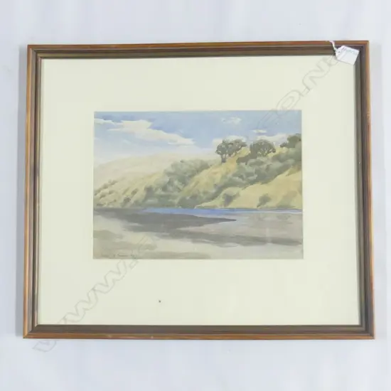 MOORE, John Lysaght (NZ 1897-1965), River against Hills, W/C, Signed & dated 1933, 250mm x 350mm