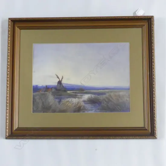 HILES, Bartram (UK 1872-1927), Windmill in Landscape, W/C, signed, 260mm x 360mm