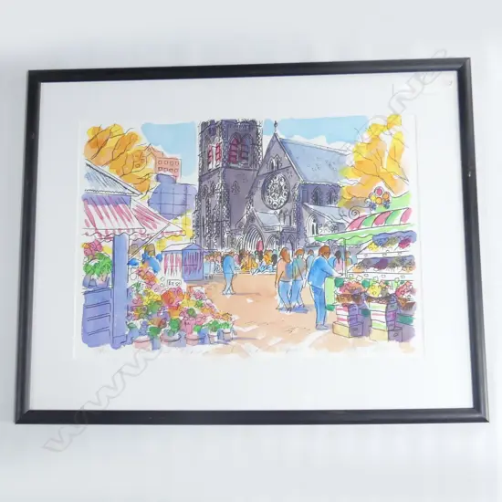 BEADLE, Philip (NZ 1959-), Fruit and Flowers, Cathedral Square, Ltd Ed Screenprint 50/100, signed, 470mm x 680mm