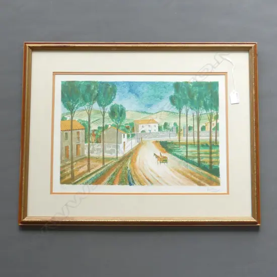 HURTUNA ' AFTERNOON IN ALSACE'  COLOURED LTD ED LITHOGRAPH,  17/265. SIGNED 470 X 300MM