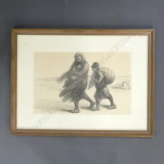 STEINLEN 'THE REFUGEES, LTD ED ETCHING 158/400  320 X 510MM