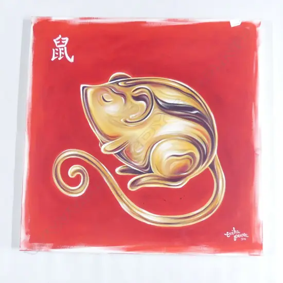 ERIKA PEARCE 'RED RATSO' ACRYLIC ON CANVAS 2019 765x765mm