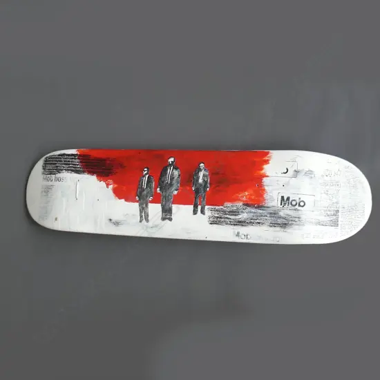 AMELIA BYWATER PAINTED SKATEBOARD DECK. 2001  785 X 190MM
