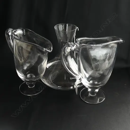 PR TALL THIN GLASS JUGS; FRENCH COUNTRY COLLECTIONS H.230mm + WINE DECANTER
