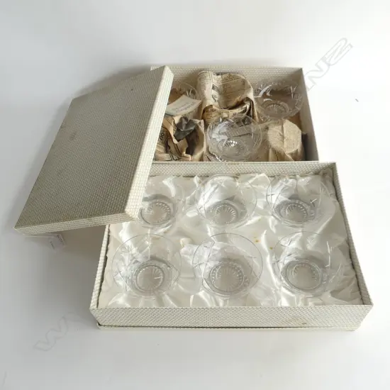 2 SETS OF 6 STUART CRYSTAL SMALL BOWLS 110mm dia, IN ORIG. BOXES