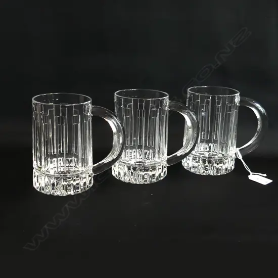 3 X TIFFANY + CO CRYSTAL BEER MUGS 1 A/F
