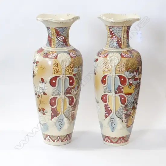 PR LG SATSUMA ORIENTAL VASES H. 420MM