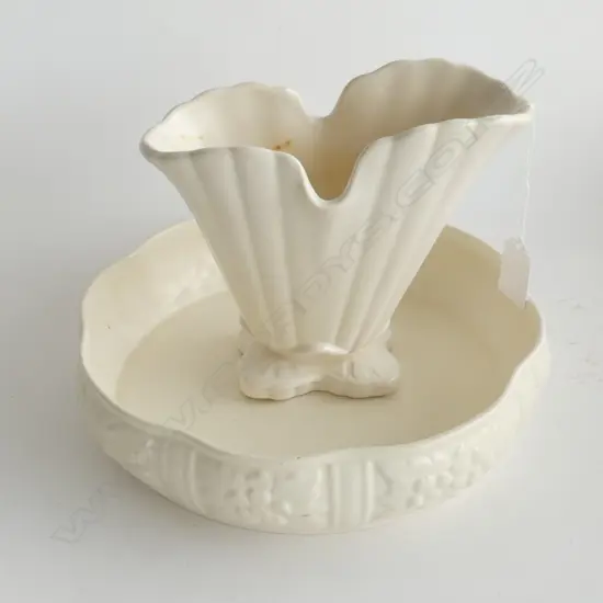 2 PCES WHITE CHINA; SPODE BOWL 240mm dia, SHORTER VASE H.150mm