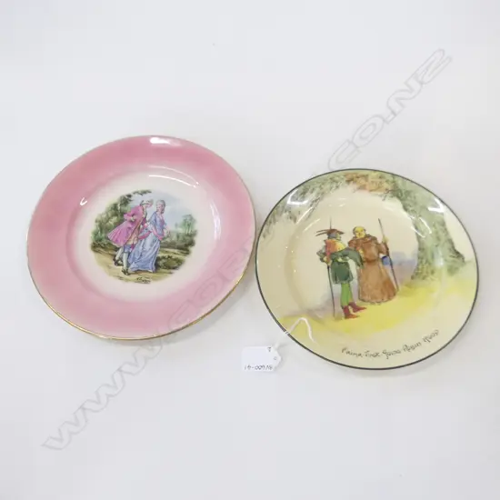 2 COLLECTABLE PLATES; CROWN LYNN FRAGONARD (DIA 235MM) & ROYAL DOULTON 'FRIAR TUCK JOINS ROBIN HOOD (DIA 215MM) (20524)