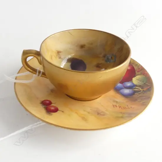 ROYAL WORCESTER SIGNED MINI CUP & SAUCER 100mm dia...