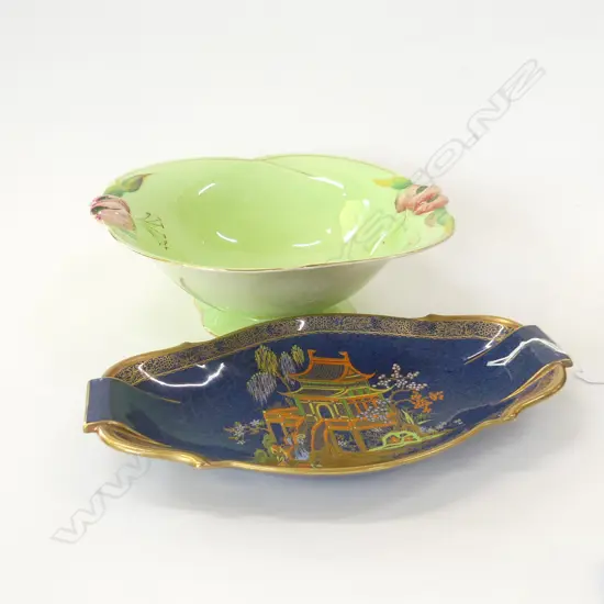 CARLTON WARE PAGODA PATTERN DISH (L 260MM) & ROYAL WINTON TIGER LILY BOWL (DIA 255MM) (20525)