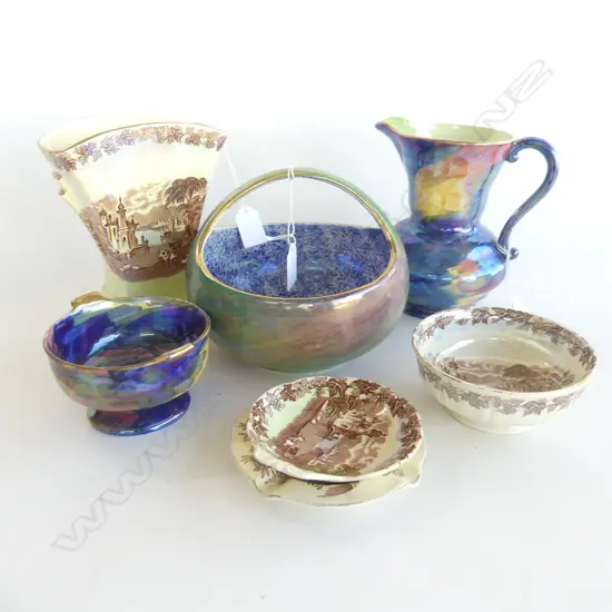 7 ASST PCS MALING, INCL ART DECO VASE (H. 180MM), 3 LUSTRE PCS ETC...