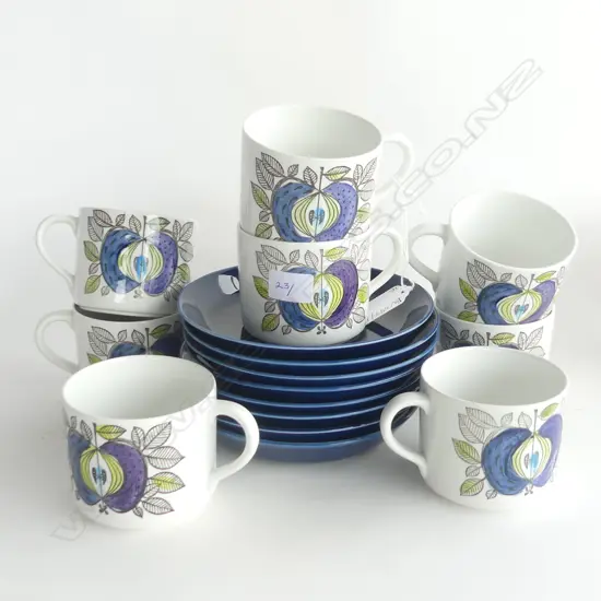 RORSTRAND SWEDISH 'EDEN' 16 PCE RETRO COFFEE SET; 8 C/S