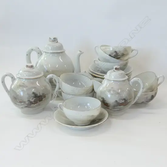 ORIENTAL FINE BONE CHINA TEA SET; 22PCS