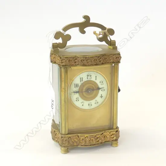 VINTAGE BRASS CARRIAGE CLOCK, WITH KEY H. 160MM